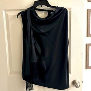 INC black silky top with fringe